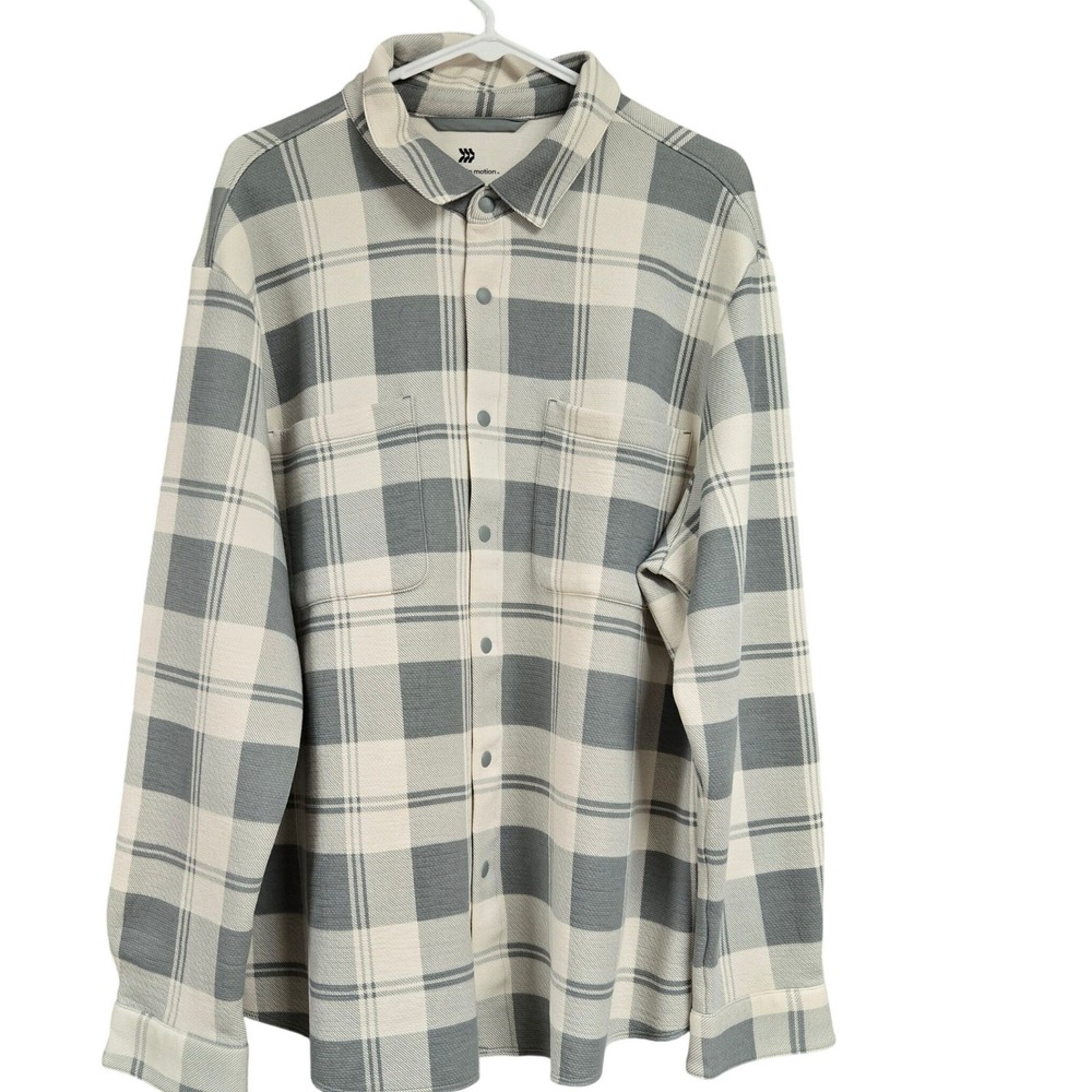 All in Motion Plaid Snap Front Flannel Shirt Long Sleeve Men's‎ Size XXL
